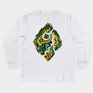 Forrest Green Abstract Rhombus Kids Long Sleeve T-Shirt